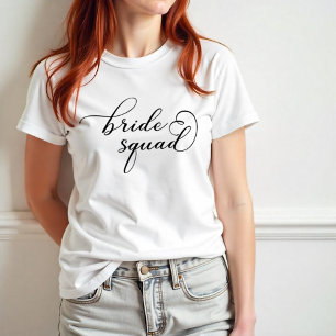 Camiseta Bride Squad – Elegante Rótulo de Grupo de