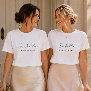 Camiseta Bridesman   Bachelorette de Script Minimalista Mod