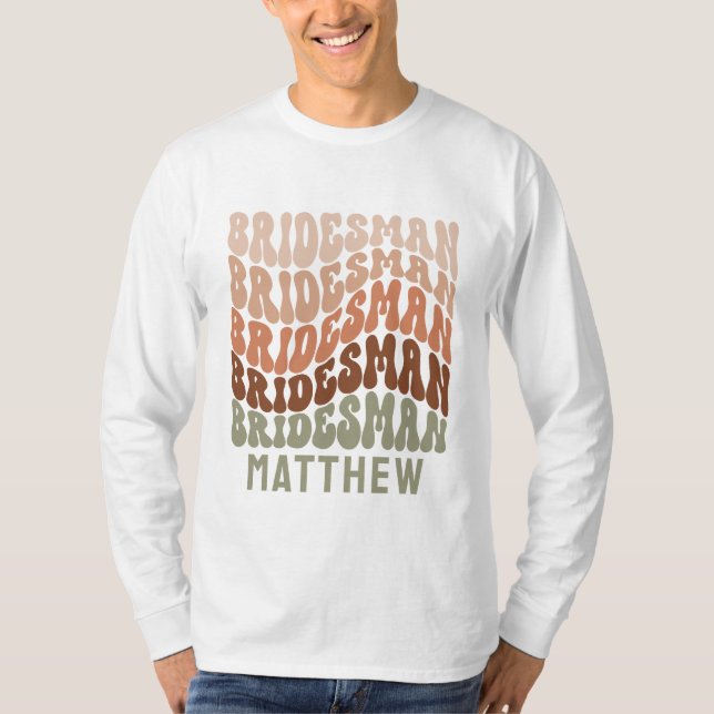 Camiseta Bridesman faz retrato moderno verde-castanho dos a (Frente)