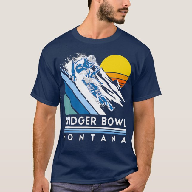Camiseta Bridger Bowl Montana Retro Ski (Frente)