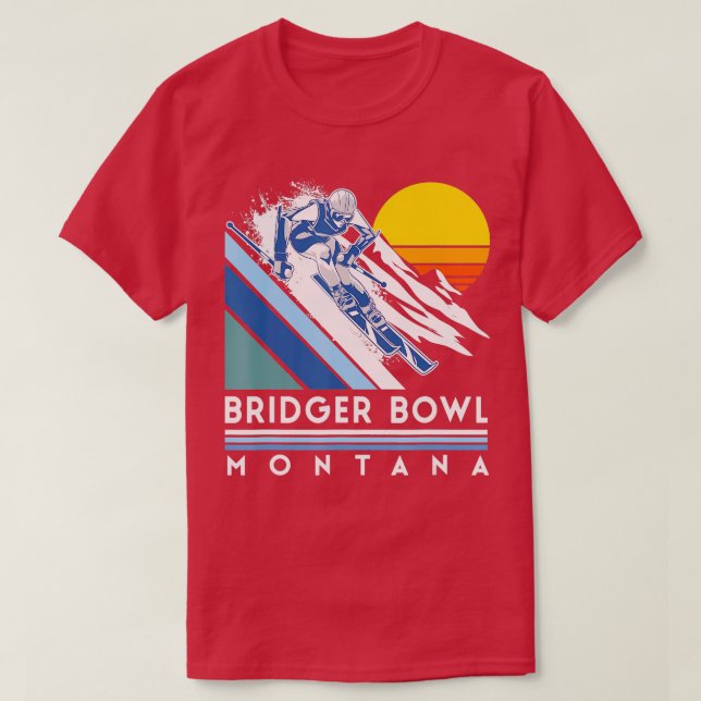 Camiseta Bridger Bowl Montana Retro Ski (Frente do Design)