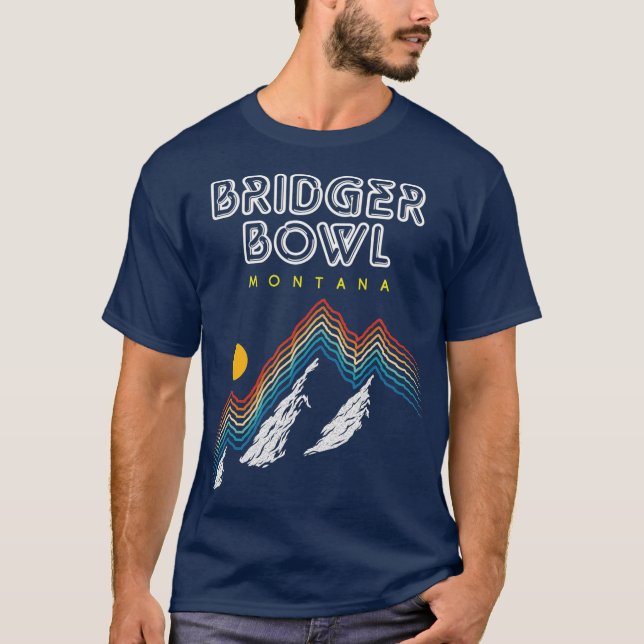 Camiseta Bridger Bowl Montana   Ski Resort 1980s Retro (Frente)