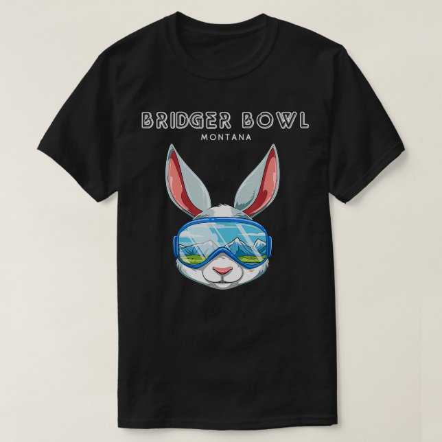Camiseta Bridger Bowl Montana USA Ski e Snowboard Rabbit (Frente do Design)