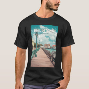 Camiseta Bridgetown Barbados Ilustração de Viagem de Arte