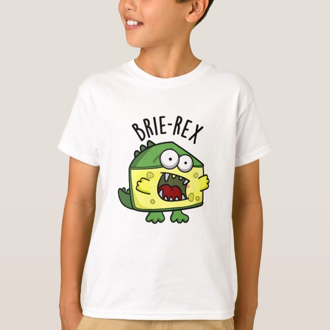 Camiseta Brie-rex Queijo engraçado TRex Pun (Frente)
