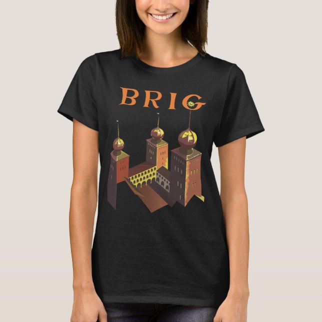 Camiseta Brig Suíça Castelo Torre Viagem (Frente)