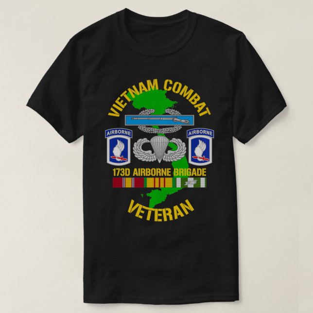 Camiseta Brigada aérea de 173 Vietname Combate a Veteran Pu (Frente do Design)