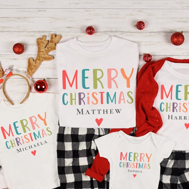 Camiseta Bright Colorful Felry Christmas Matching Family (Criador carregado)
