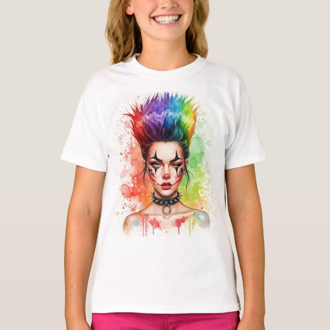 Camiseta Bright Rainbow por Natasha Us (Frente)