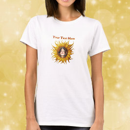 Camiseta Bright Sunflower With Smiling Girls Face in Center