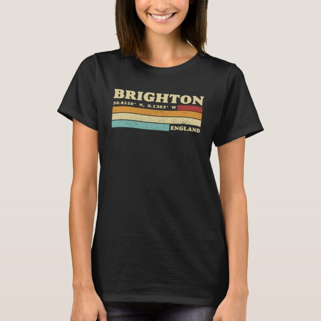 Camiseta Brighton England City Retro Longitude Latitude (Frente)