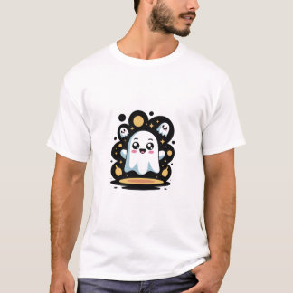 Camiseta Brilhante Brilho - Fantasma Bonito do Halloween