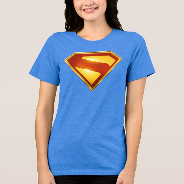 Camiseta Brilhante da blindagem S do Ouro Superman (Frente)