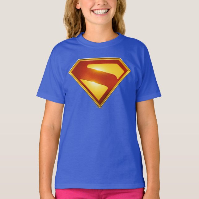 Camiseta Brilhante da blindagem S do Ouro Superman (Frente)