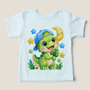 Camiseta Brilhante de Dinossauro Bebê Fofo para Cr
