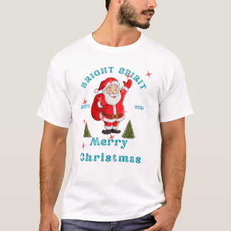 Camiseta Brilhante Espírito Papai Noel Feliz Natal 2025