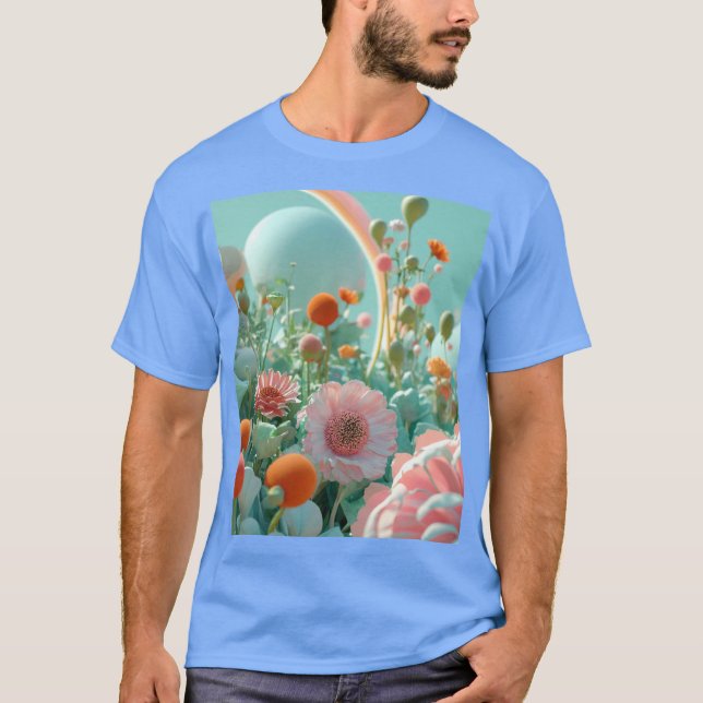 Camiseta Brilhantes Sonhantes:Camisa-T de Campo de Flor Ros (Frente)