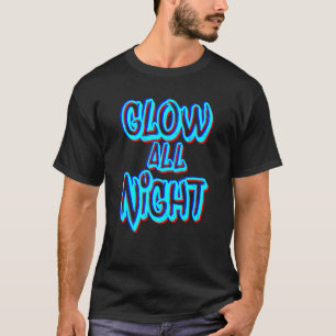 Camiseta Brilhar a Cores de Rave do Tema Neon da Noite dos
