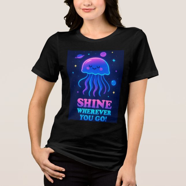 Camiseta Brilhar Onde Quer Que Você Vá Para O Jellyfish Tee (Frente)