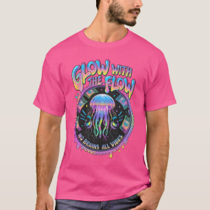 Camiseta Brilhe Com o Fluxo de Água-viva Estética Vaporwave