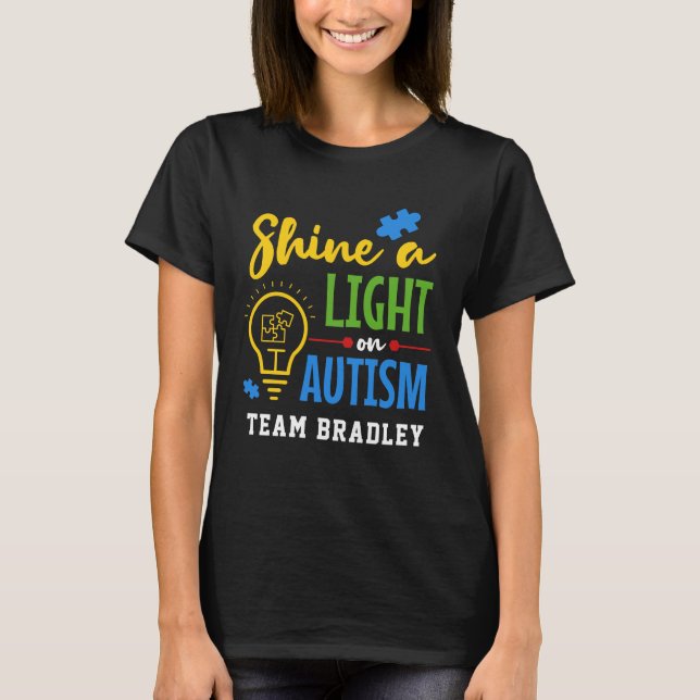 Camiseta Brilhe uma Luz no Time Personalizado do Autismo (Frente)