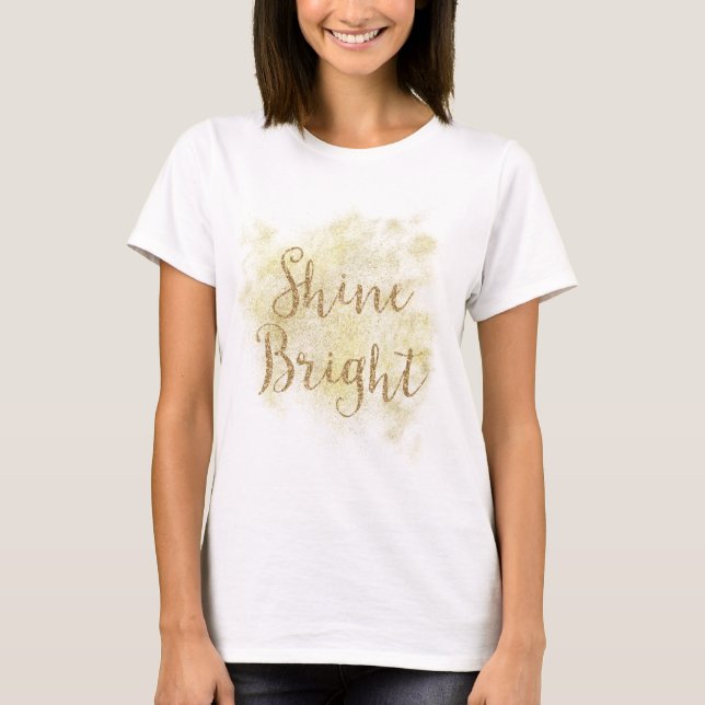 Camiseta Brilho Brilhante Dourado com brilho brilhante (Frente)