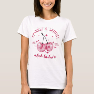 Camiseta Brilho Cereja Disco Rosa