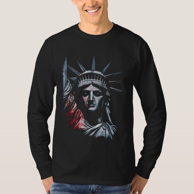 Camiseta Brilho da Liberdade: Vermelho, Branco e Azul Monoc (Frente)