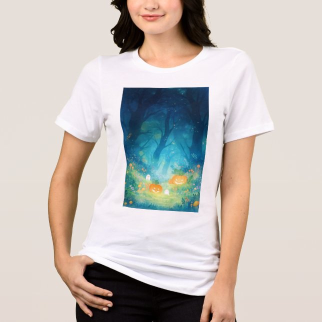 Camiseta Brilho de Abóbora e Risadas Fantasmagóricas (Frente)