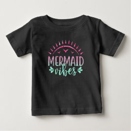 Camiseta Brilho de Mermaid de Rosa Quente e Verde