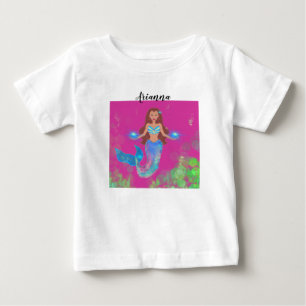 Camiseta Brilho de Sereia Mágica Personalizada Cabelo Casta