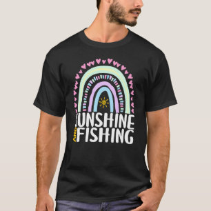 Camiseta Brilho Do Sol E Pesca Cute Arco-Íris Gráfico Mulhe