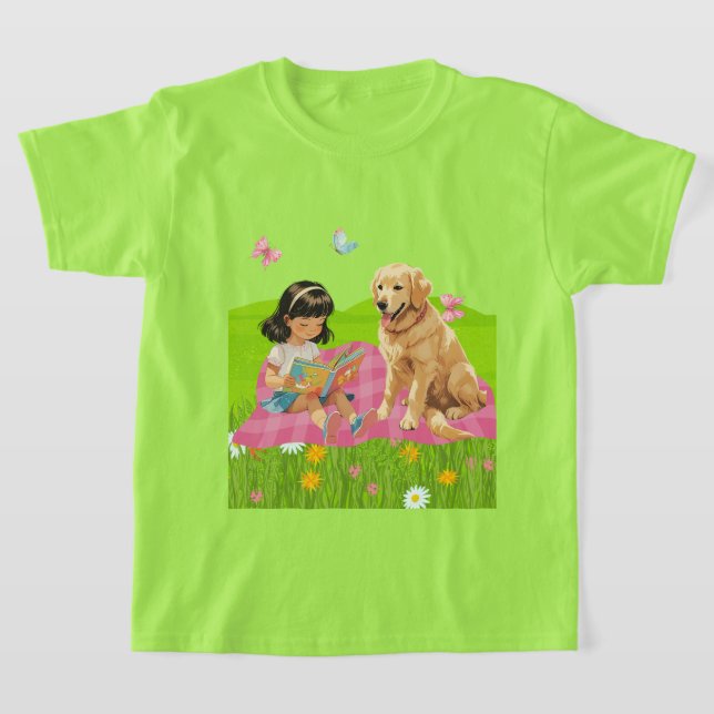 Camiseta Brilho do Sol & Hora da História – Menina e seu Ca (Postura )