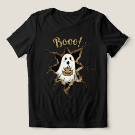 Camiseta Brilho Falso de Fantasma de Halloween