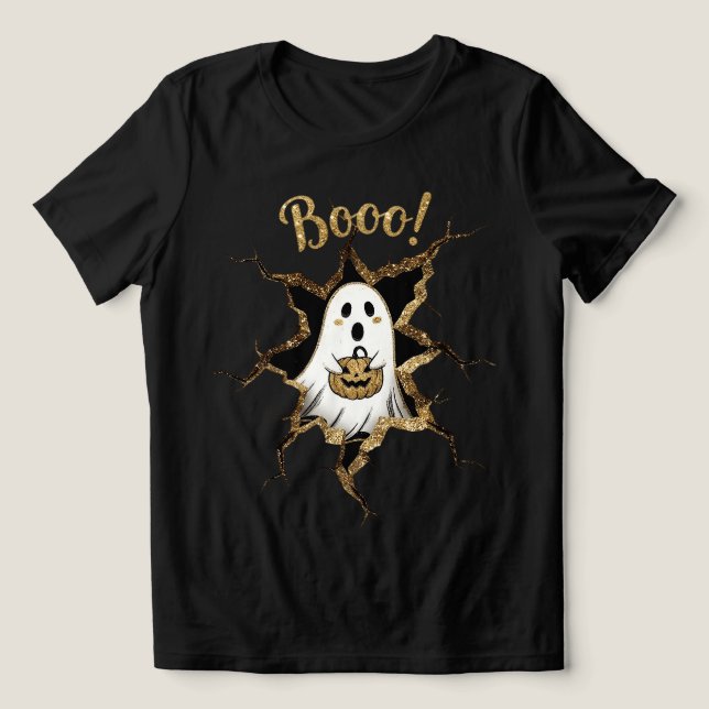 Camiseta Brilho Falso de Fantasma de Halloween (Design frontal)