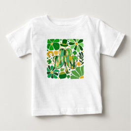 Camiseta Brilho Floral Boho Dia de São Patrício Trevo