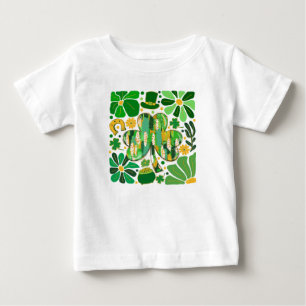 Camiseta Brilho Floral Boho Dia de São Patrício Trevo
