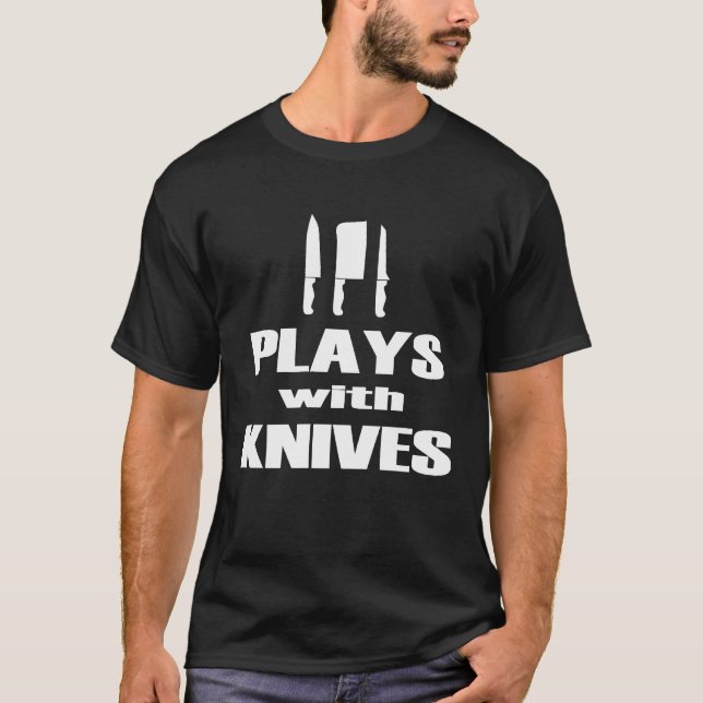 Camiseta Brinca Com Facas Chef Cozinhando Cozinheiro Padeir (Frente)
