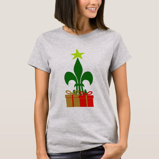 Camiseta Brincadeira Árvore de Natal da Louisiana Cajun Nov (Frente)