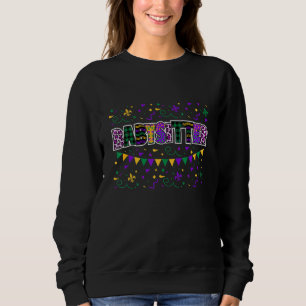 Camiseta Brincadeira Babysitter Mardi Gras Máscara E Famíli