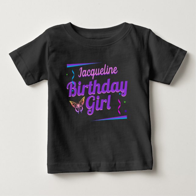 Camiseta Brincadeira de aniversário com nome de bebê (Frente)