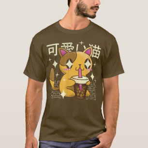 Camiseta Brincadeira de Gato de Anime Tea Japonês Roupas De