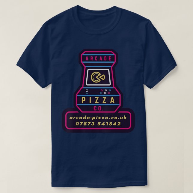 Camiseta Brincadeira de pizza de arcde (Frente do Design)