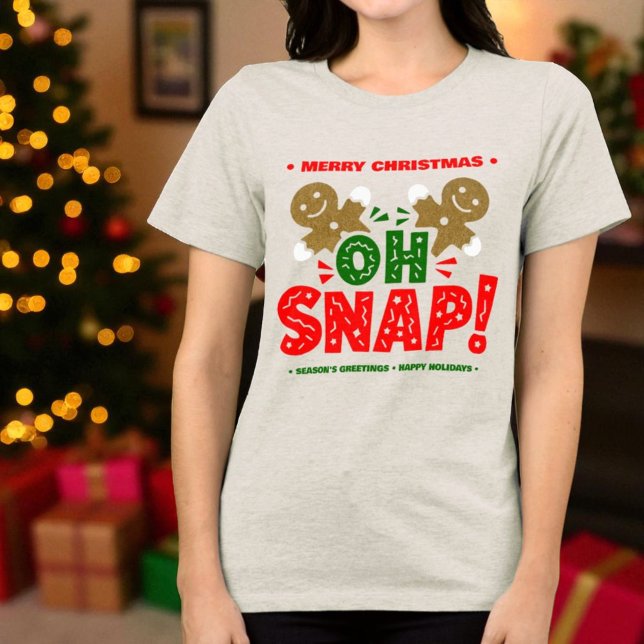 Camiseta Brincadeira Divertida Homem Cookie Natal (Top and bottom template text funny Christmas gingerbread man tee shirt)