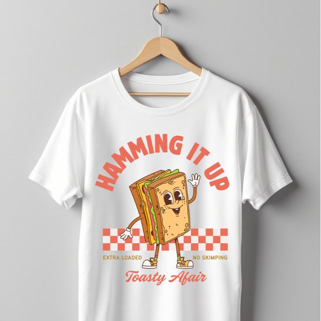 Camiseta Brincando com o Sanduíche Cartoon Retro  (Criador carregado)