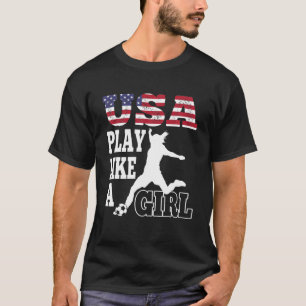 Camiseta Brincar Como Uma Menina Bandeira Americana Um Fute