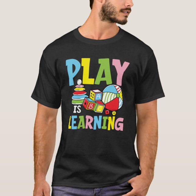 Camiseta Brincar é Aprender - Professora da Pré-escola (Frente)
