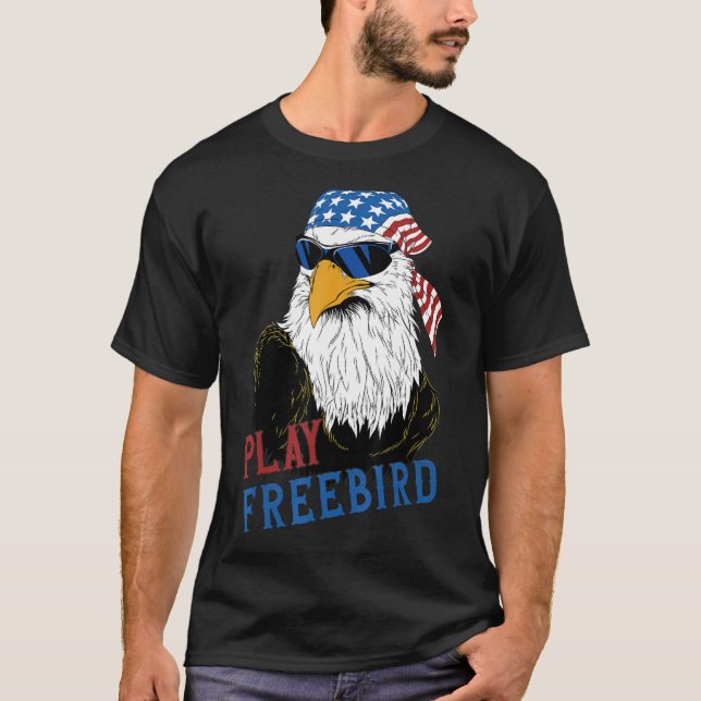 Camiseta Brincar Free Bird Eagle Mullet 4 de julho EUA Amer (Frente)