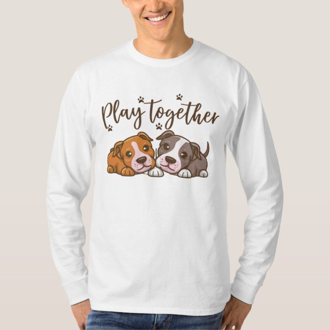 Camiseta Brincar juntos - design de cachorros para amantes  (Frente)