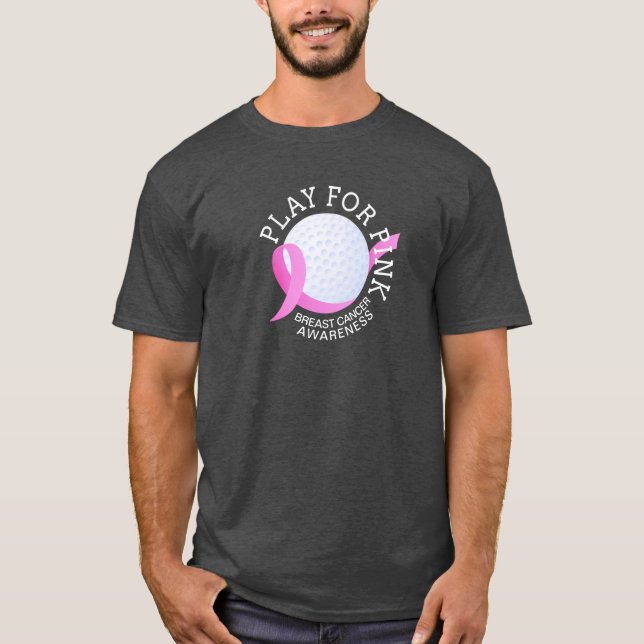 Camiseta Brincar Para A Consciência Do Cancer De Mama Rosa  (Frente)
